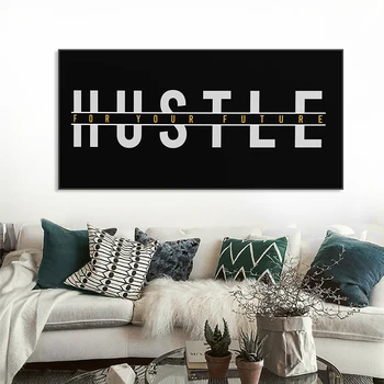Мотивационный плакат Hustle For Your Future Print Цитата предпринимателя Картина на холсте для дома, спальни, современное настенное искусство, Офисный декор