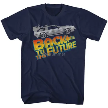 Назад в будущее 8Bit To The Future Темно-синяя футболка для взрослых с коротким рукавом, модная летняя повседневная одежда с принтом