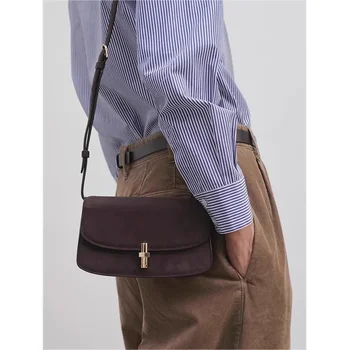 Новая модная и универсальная женская замшевая сумка для тофу через плечо в стиле ретро для пригородных поездок.