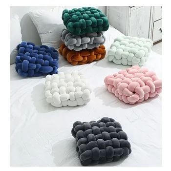 Новый однотонный квадратный шезлонг ручной работы, плетеный вручную, летняя Мягкая плюшевая подушка с узелками