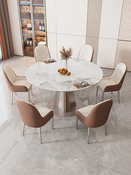 Обеденный стол из каменной плиты, квадратный круглый стол двойного назначения, современный простой и легкий роскошный обеденный стол