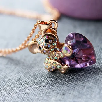 Ожерелье с подвеской из розового золота, со стразами, милые ожерелья в виде сердечек Коалы, женские модные украшения для женщин 2020 года, Хит продаж