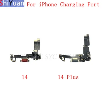 Оригинальный USB-порт для зарядки, разъем для док-станции, гибкий кабель для iPhone 14 Plus, зарядка с микрофоном, запасные части для ремонта