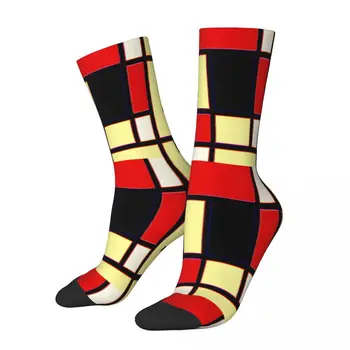 Осень-зима, хип-хоп, женские, мужские носки Mondrian Glitch, минималистичные геометрические дышащие носки для экипажа