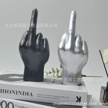 Персонализированная скульптура пальца резьба по столу жестов вертикальная скульптура среднего пальца украшение интерьера дома