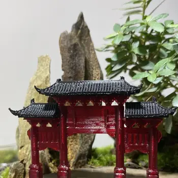 Пластик, Мемориальная арка древней архитектуры Китая, скала, 3D-роспись, Каменный цветочный горшок, мини-пейзаж, орнамент