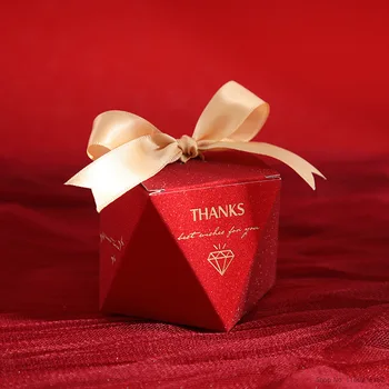 Подарочная коробка в форме ромба Бумажные коробки для конфет Упаковка шоколада Бумажные коробки для душа ребенка Упаковка свадебных сувениров для гостей