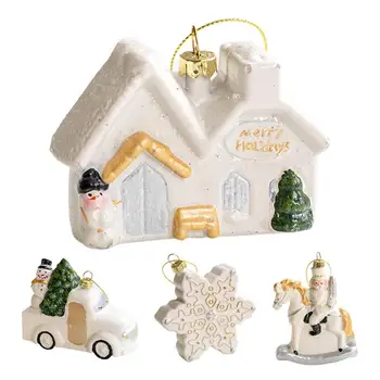 Подвеска в виде домика для рождественской елки, елочные украшения на ремешках, изысканные и привлекающие внимание сезонные декоры для перил, поручней