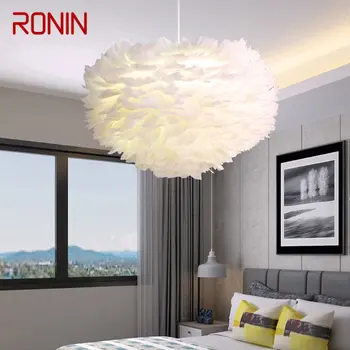 Подвесной светильник RONIN Nordic, креативный современный белый светодиодный Винтажный светильник с перьями, модные светильники для дома, столовой, спальни