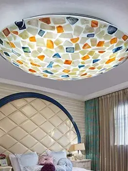 потолочный светильник ustic с круглым заподлицо установленным потолочным светильником в стиле Тиффани из цветного стекла в виде ракушки, подвесной светильник для спальни, гостиной