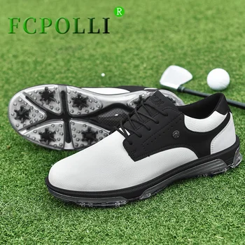 Профессиональные тренировки по гольфу для мужчин; Спортивная обувь размера плюс 47; Мужская обувь для гольфа с противоскользящими шипами; мужская удобная кожаная спортивная обувь;