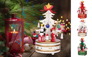 Рождественская музыкальная шкатулка для детей, креативная Рождественская елка, вращающаяся музыкальная шкатулка для книжной полки, подарки на День рождения для детей, украшение дома
