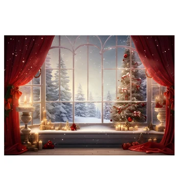 Рождественский фон 210x150 см, Рождественское окно, детская фотостудия, фотофоны для фотосъемки