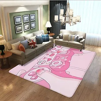 Розовый игровой ковер Kawaii Controlle для гостиной, украшения дома, коврик большой площади, декор комнаты для мальчиков-подростков, нескользящий коврик для пола