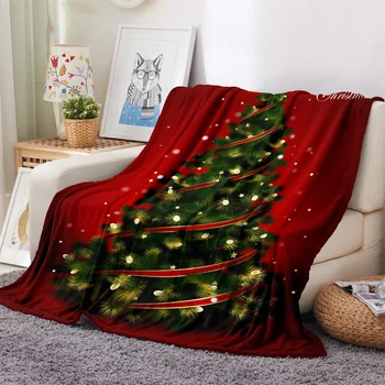 Санта Клаус Красные Елки С Новым Годом и Рождеством Дети Мягкое теплое фланелевое одеяло из полиэстера для дивана-кровати Дорожный чехол