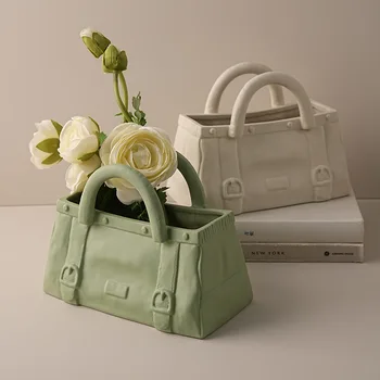 Скандинавская роскошная Керамическая сумочка Morandi Flower, ваза для цветов, поделки, украшения для сумок, офис, гостиная, домашний декор