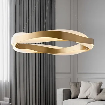 Скандинавская современная кольцевая светодиодная люстра с регулируемой яркостью для гостиной, спальни, обеденного стола, подвесной светильник, светильники для домашнего декора, Люстры