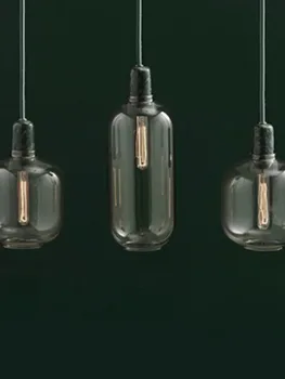 скандинавский светодиодный хрустально-черный подвесной светильник из промышленного стекла, скандинавский прозрачный шнур для лампы, железный держатель для шнура, винтажная лампа накаливания