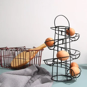 Современная металлическая стойка для хранения яиц, 24 Яйца, Кухонная Столешница, Полка-органайзер для яиц, принадлежности для домашней кухни, Спиральная Роликовая стойка для хранения