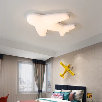 Современная светодиодная потолочная люстра для креативного самолета Потолочный светильник Декор детской комнаты Спальня Потолочный светильник в виде самолета