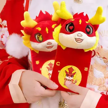 Талисман 2024 года Дракона, Благословляющий Счастливый кошелек на Китайский Новый год, Детский Красный пакет, кошелек для монет, Красный конверт, Плюшевая сумка для игрушек, подарок