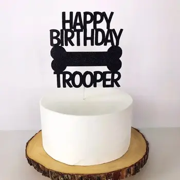 Топпер для торта на день рождения собаки | С Днем Рождения | Мама Собаки | Щенячья вечеринка | Топпер Для торта с костями | Топпер с отпечатком лапы | Вечеринка по случаю Дня рождения собаки
