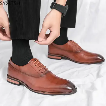Туфли-Оксфорды для мужчин, Итальянские Кожаные Туфли для Мужчин, Свадебное Платье, Официальная обувь для Мужчин, Деловой костюм Подкрадули обувь