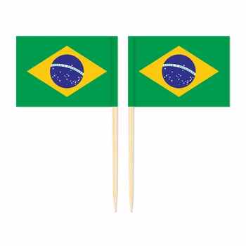 Флаг Бразилии с Зубочисткой 3,5X2,5 см, Топпер для торта, вечеринка, Кекс, Свадьба, Прекрасная Выпечка, Десертные украшения