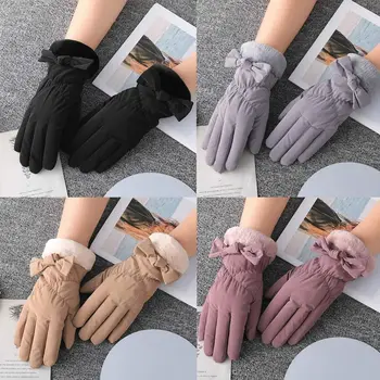 Флисовые женские зимние перчатки с сенсорным экраном, теплые перчатки для холодной погоды, утолщенные ветрозащитные перчатки для холодной погоды с хлопковым наполнителем