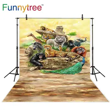 Фоны Funnytree для фотостудии дикие животные сафари в прериях и джунглях тематическая вечеринка профессиональный фон photobooth