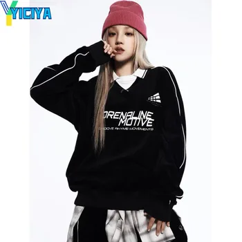 Футболка YICIYA, корейская мода, высококачественная зимняя новая одежда, укороченный топ, женская футболка, блузки с длинными рукавами, футболка y2k 2023 оверсайз