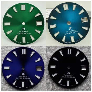 Циферблат Sunburst, Градиентный Синий, черный, ярко-зеленый, светящийся циферблат 28,5 мм для механизма NH35 / NH36, Аксессуары для часов, циферблат NH35