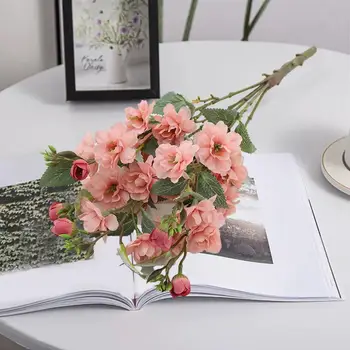 Эффект свежесобранного цветка, яркие искусственные цветы, реалистичная имитация роз с 5 головками для домашней свадьбы знаменитостей